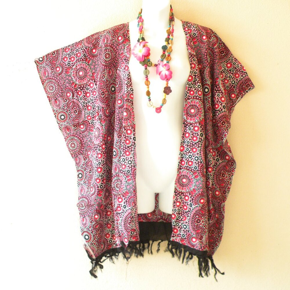 CB690 Abstract Batik Plus Cardigan Duster Women Cover Ups Jacket Fit up to 5X